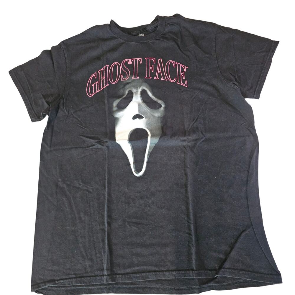 Ghost Face Halloween Spooky Scary Graphic Tee Black T-Shirt Men's Size L 3597